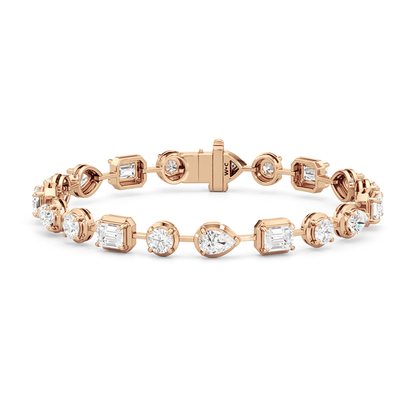 Linear Round, Oval and Emerald Bezel Set Tennis Bracelet - Lotus Diamond