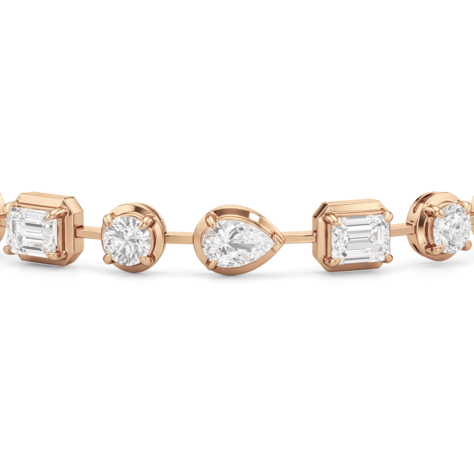 Linear Round, Oval and Emerald Bezel Set Tennis Bracelet - Lotus Diamond