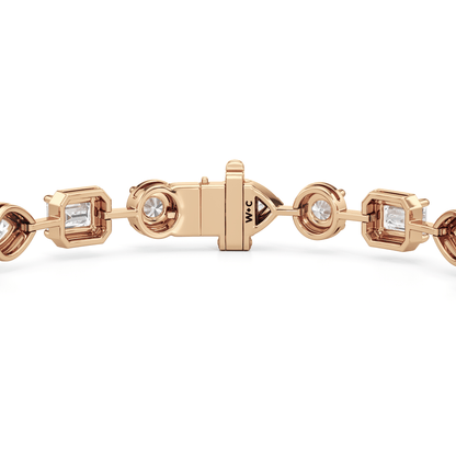 Linear Round, Oval and Emerald Bezel Set Tennis Bracelet - Lotus Diamond