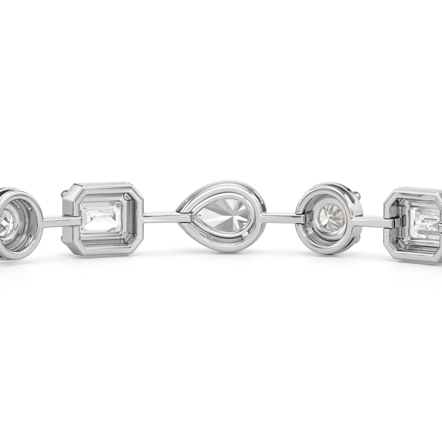 Linear Round, Oval and Emerald Bezel Set Tennis Bracelet - Lotus Diamond