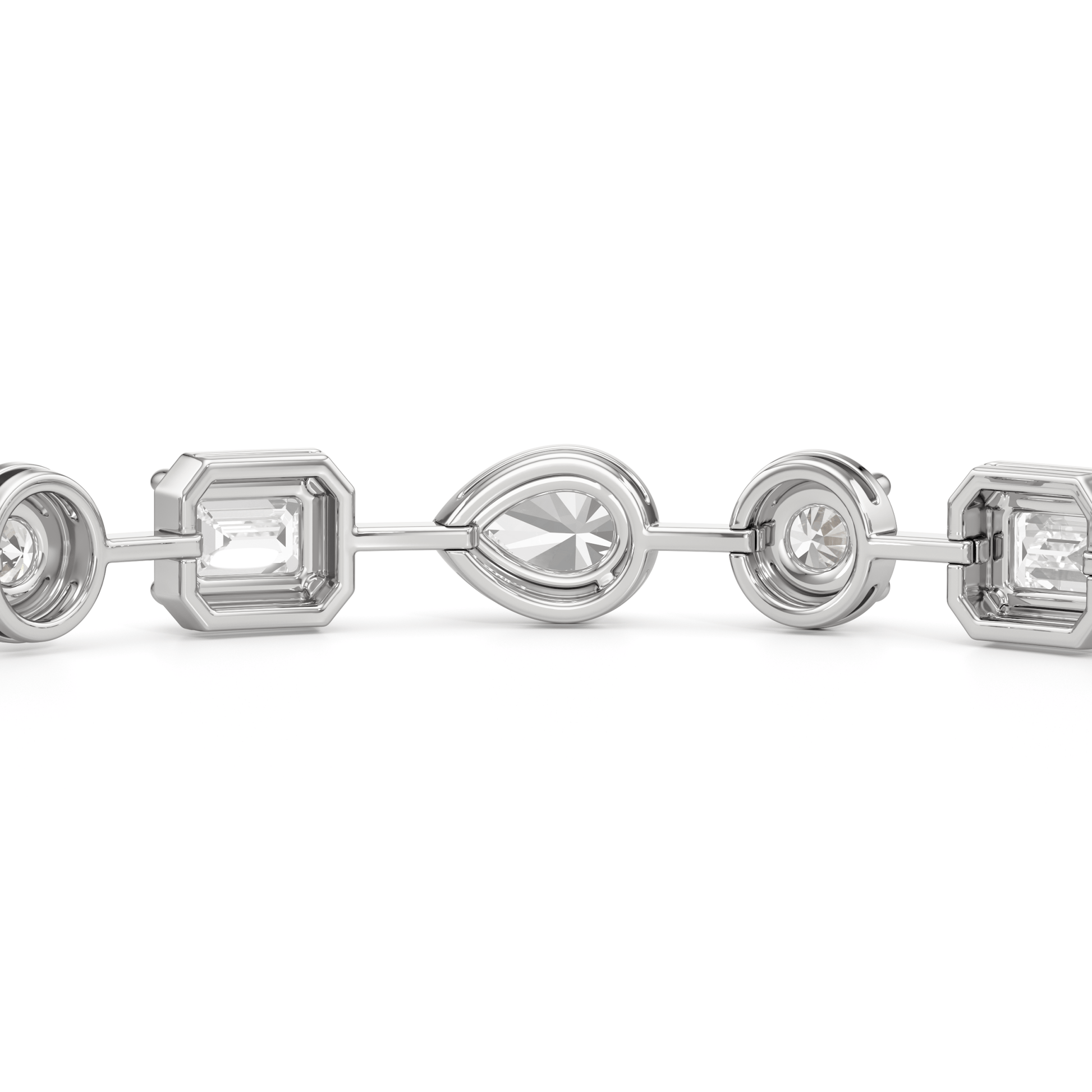 Linear Round, Oval and Emerald Bezel Set Tennis Bracelet - Lotus Diamond