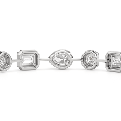 Linear Round, Oval and Emerald Bezel Set Tennis Bracelet - Lotus Diamond