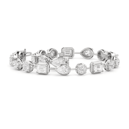 Linear Round, Oval and Emerald Bezel Set Tennis Bracelet - Lotus Diamond