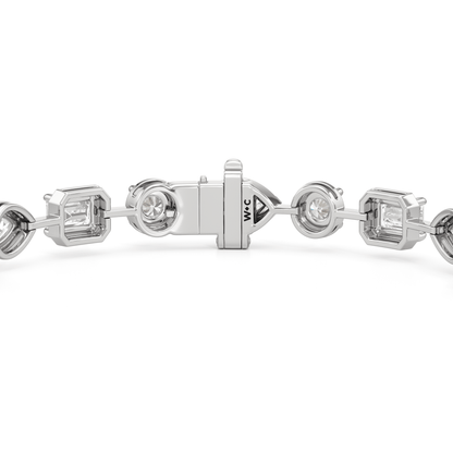 Linear Round, Oval and Emerald Bezel Set Tennis Bracelet - Lotus Diamond