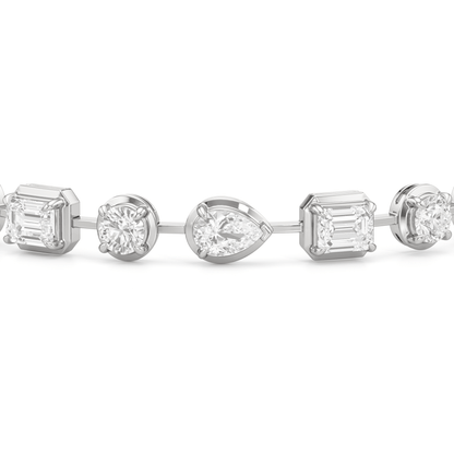 Linear Round, Oval and Emerald Bezel Set Tennis Bracelet - Lotus Diamond