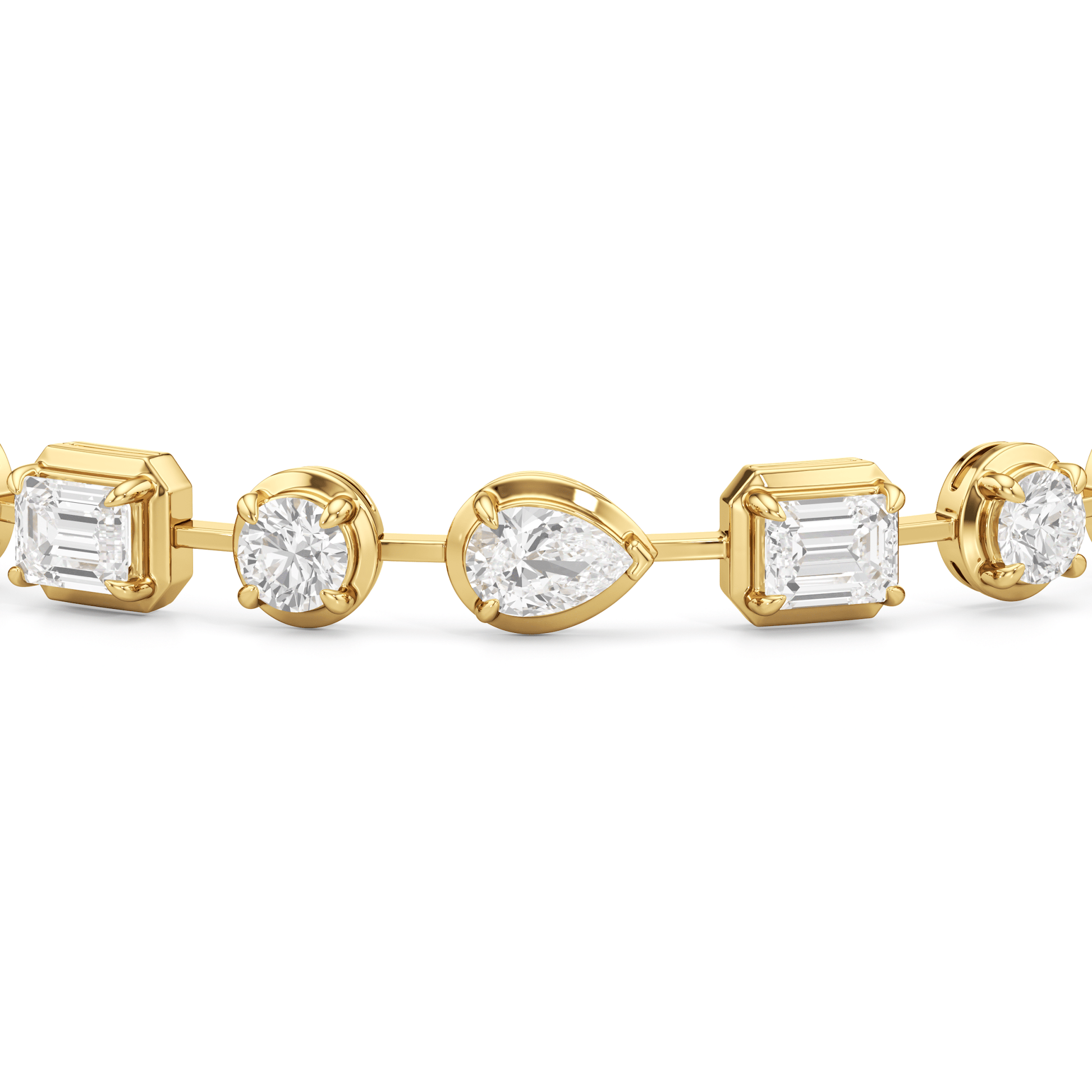 Linear Round, Oval and Emerald Bezel Set Tennis Bracelet - Lotus Diamond