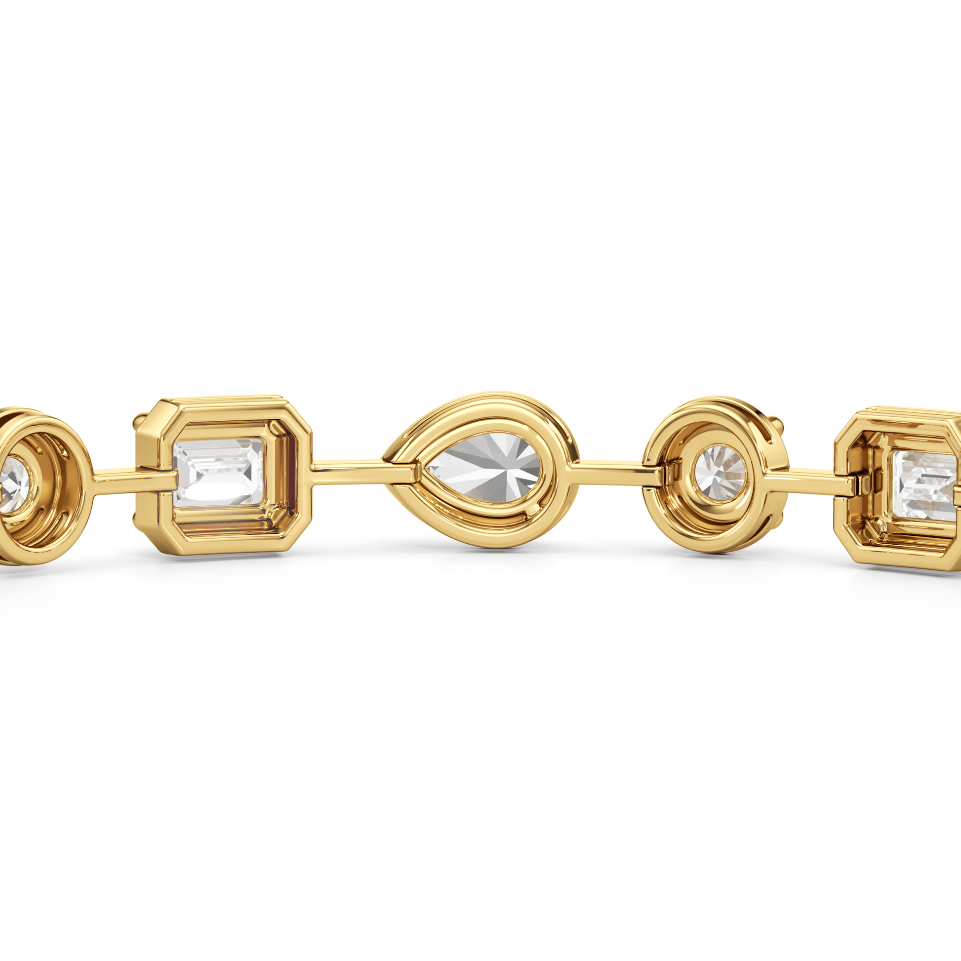 Linear Round, Oval and Emerald Bezel Set Tennis Bracelet - Lotus Diamond