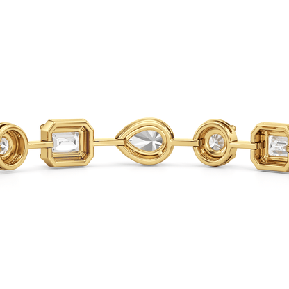 Linear Round, Oval and Emerald Bezel Set Tennis Bracelet - Lotus Diamond
