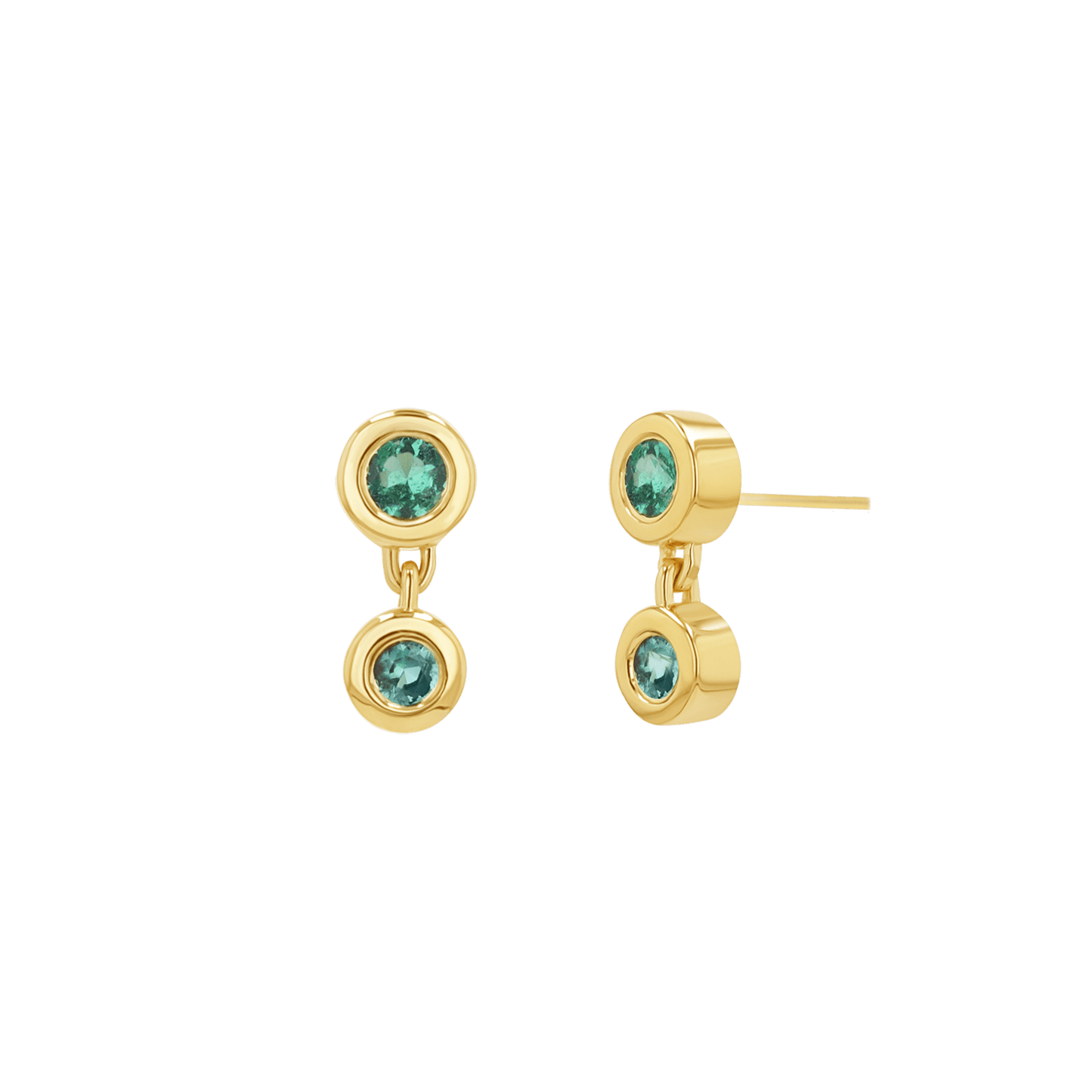 Linked Emerald Duo Studs - Lotus Diamond