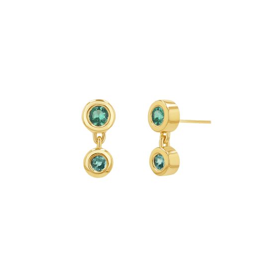Linked Emerald Duo Studs - Lotus Diamond