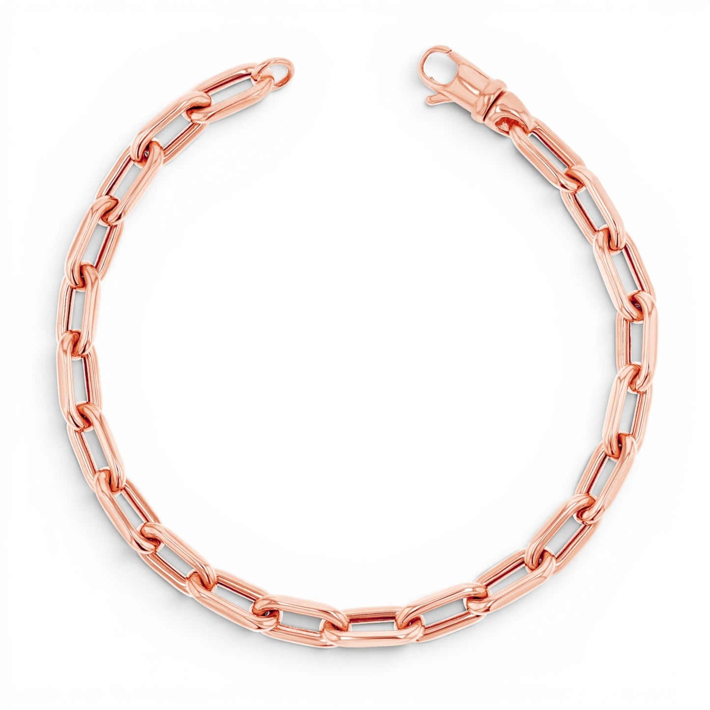 Lotus Diamond 14K rose gold Grand Beverly chain bracelet with beveled edges and lobster clasp. Adjustable length.