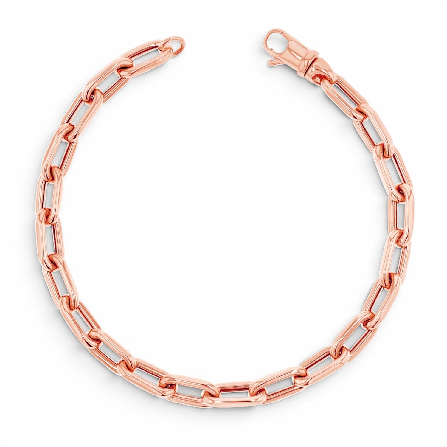 Lotus Diamond 14K rose gold Grand Beverly chain bracelet with beveled edges and lobster clasp. Adjustable length.
