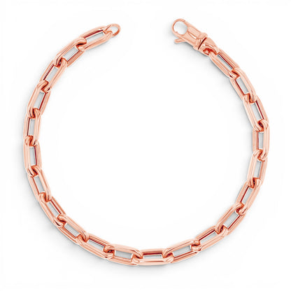 Lotus Diamond 14K rose gold Grand Beverly chain bracelet with beveled edges and lobster clasp. Adjustable length.
