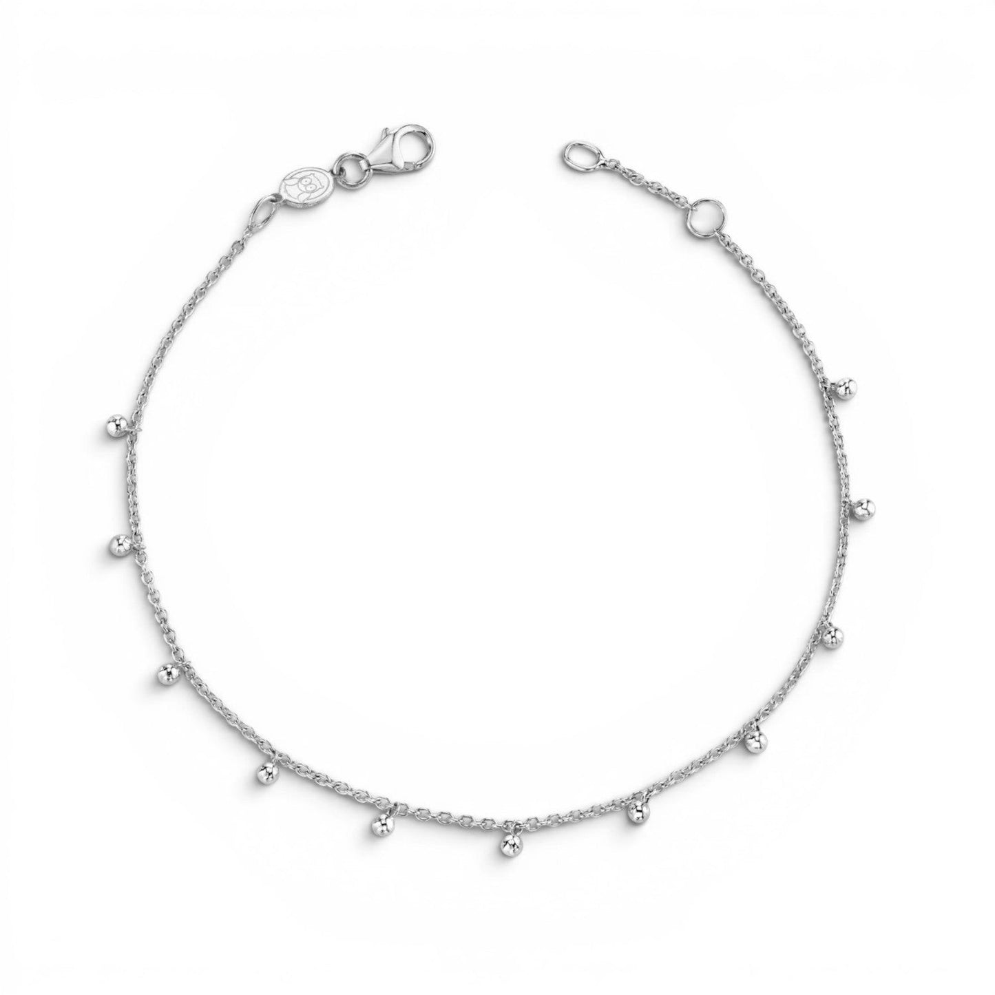 Lotus Diamond dainty ball chain bracelet in 14k recycled gold. Classic, sophisticated design with small, polished balls.