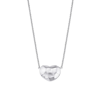 Lotus Diamond Kids Baby Love Heart Necklace, 14K solid gold with hammered texture, 5.5mm H x 8mm W.