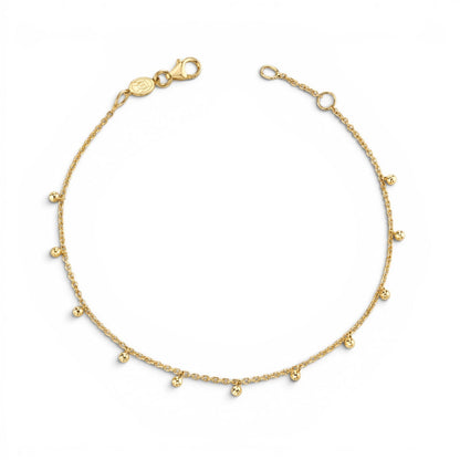 Lotus Diamond Kids Dainty Ball Bracelet in 14k recycled gold. Delicate chain with small gold balls.