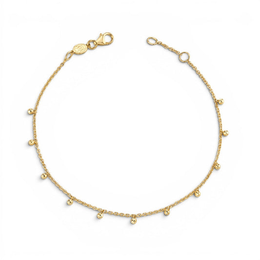 Lotus Diamond Kids Dainty Ball Bracelet in 14k recycled gold. Delicate chain with small gold balls.