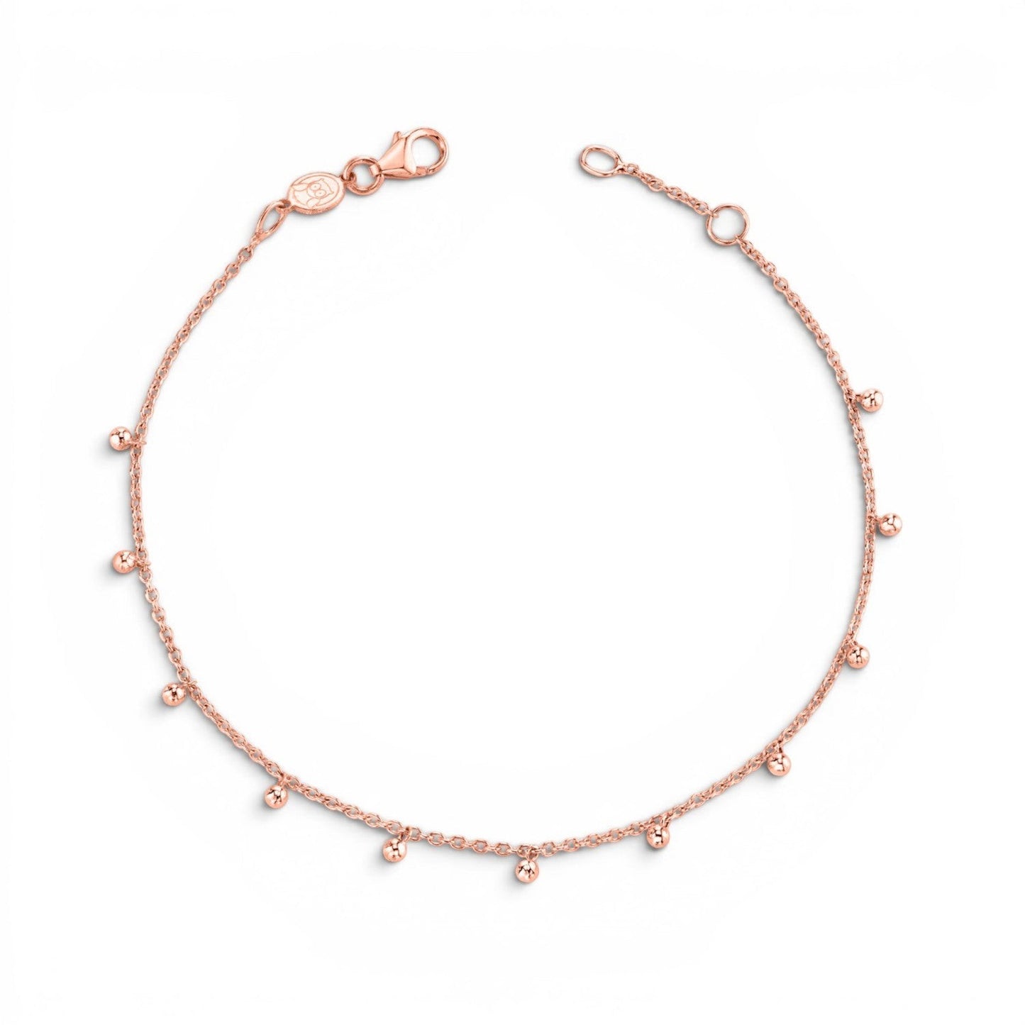 Lotus Diamond rose gold dainty ball chain bracelet for kids. Sustainable, 100% recycled gold, handcrafted.