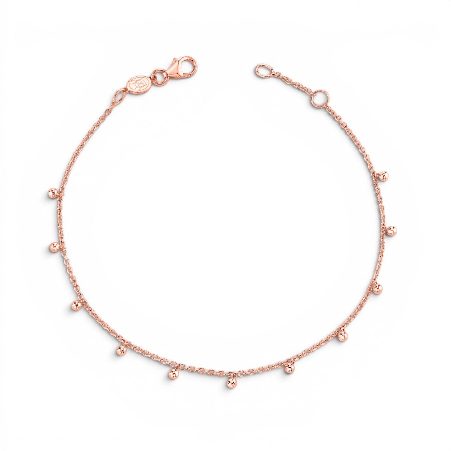 Lotus Diamond rose gold dainty ball chain bracelet for kids. Sustainable, 100% recycled gold, handcrafted.