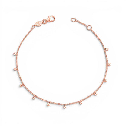 Lotus Diamond rose gold dainty ball chain bracelet for kids. Sustainable, 100% recycled gold, handcrafted.
