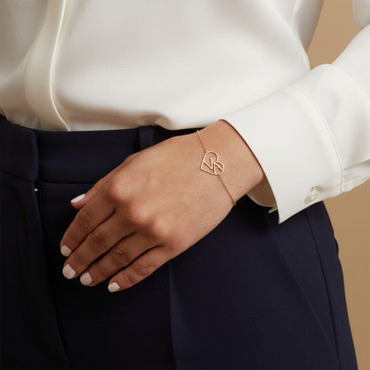 Lotus Diamond Kids Liv Luv Heart Bracelet, delicate gold heart charm bracelet with geometric design, sustainable recycled gold.