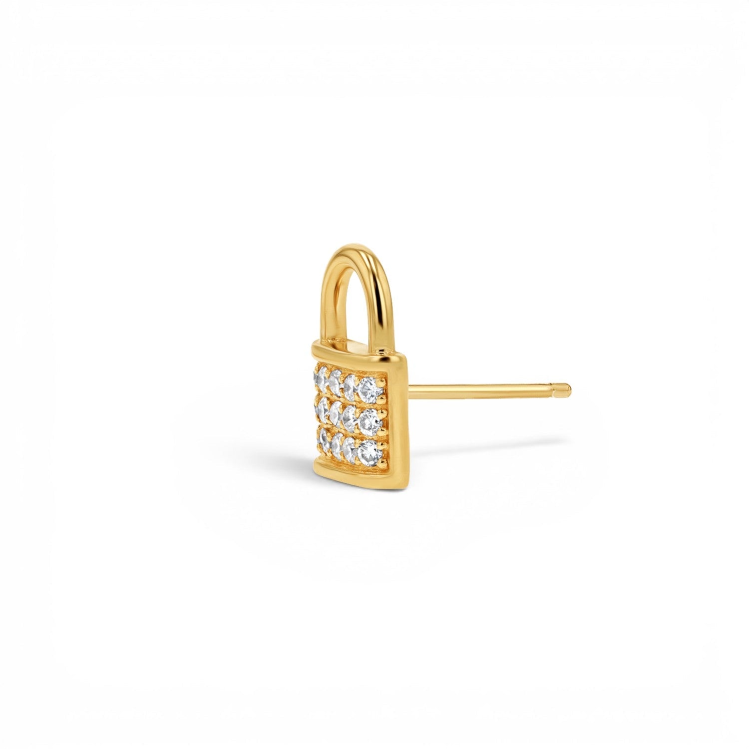 Love Padlock Diamond Pave Stud Earrings - Lotus Diamond