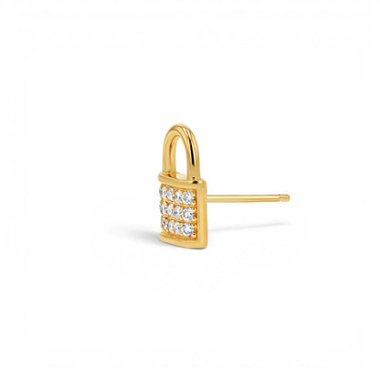 Love Padlock Diamond Pave Stud Earrings - Lotus Diamond