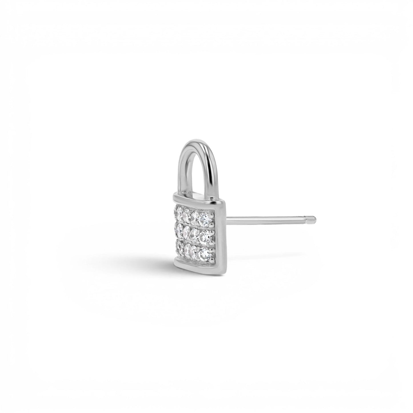 Love Padlock Diamond Pave Stud Earrings - Lotus Diamond