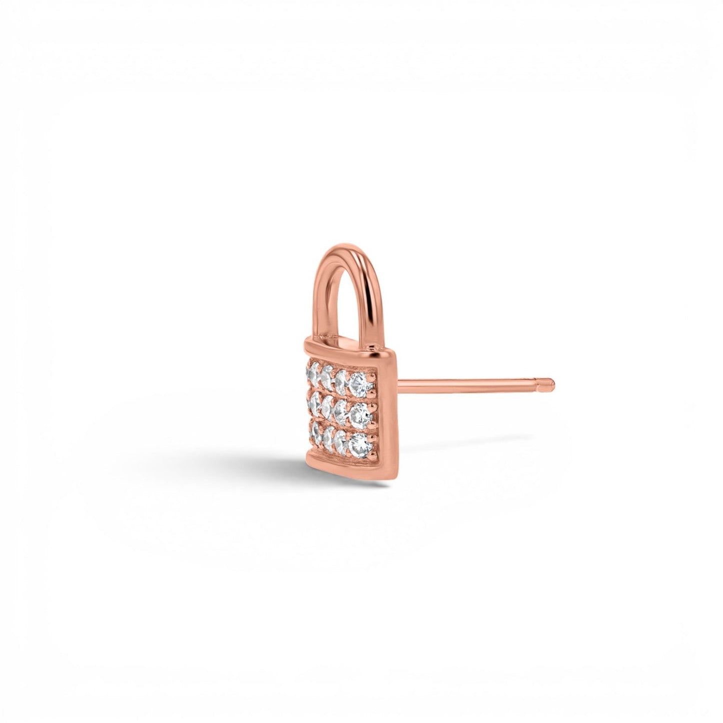Love Padlock Diamond Pave Stud Earrings - Lotus Diamond