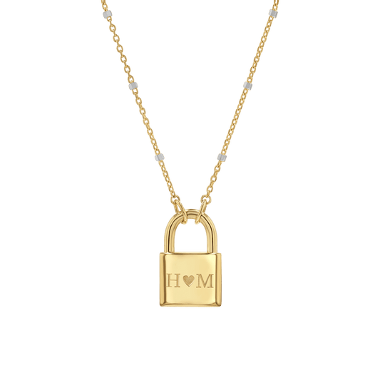 Love Padlock Engravable Sparkle Necklace - Lotus Diamond
