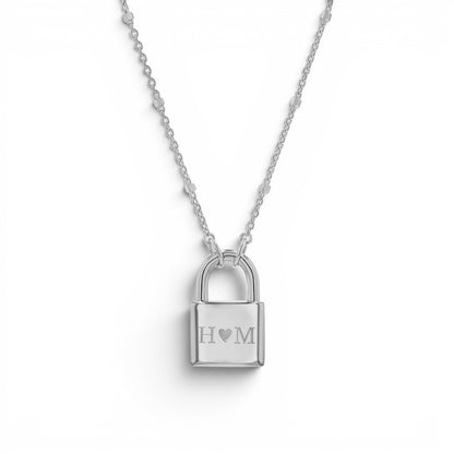 Love Padlock Engravable Sparkle Necklace - Lotus Diamond