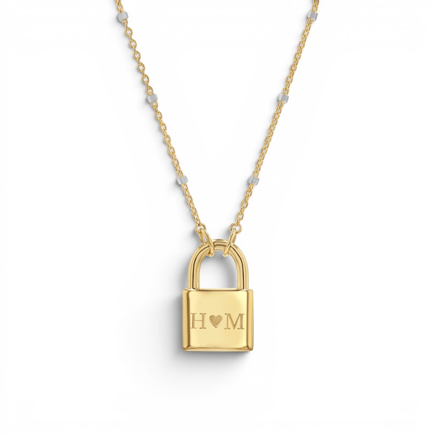 Love Padlock Engravable Sparkle Necklace - Lotus Diamond