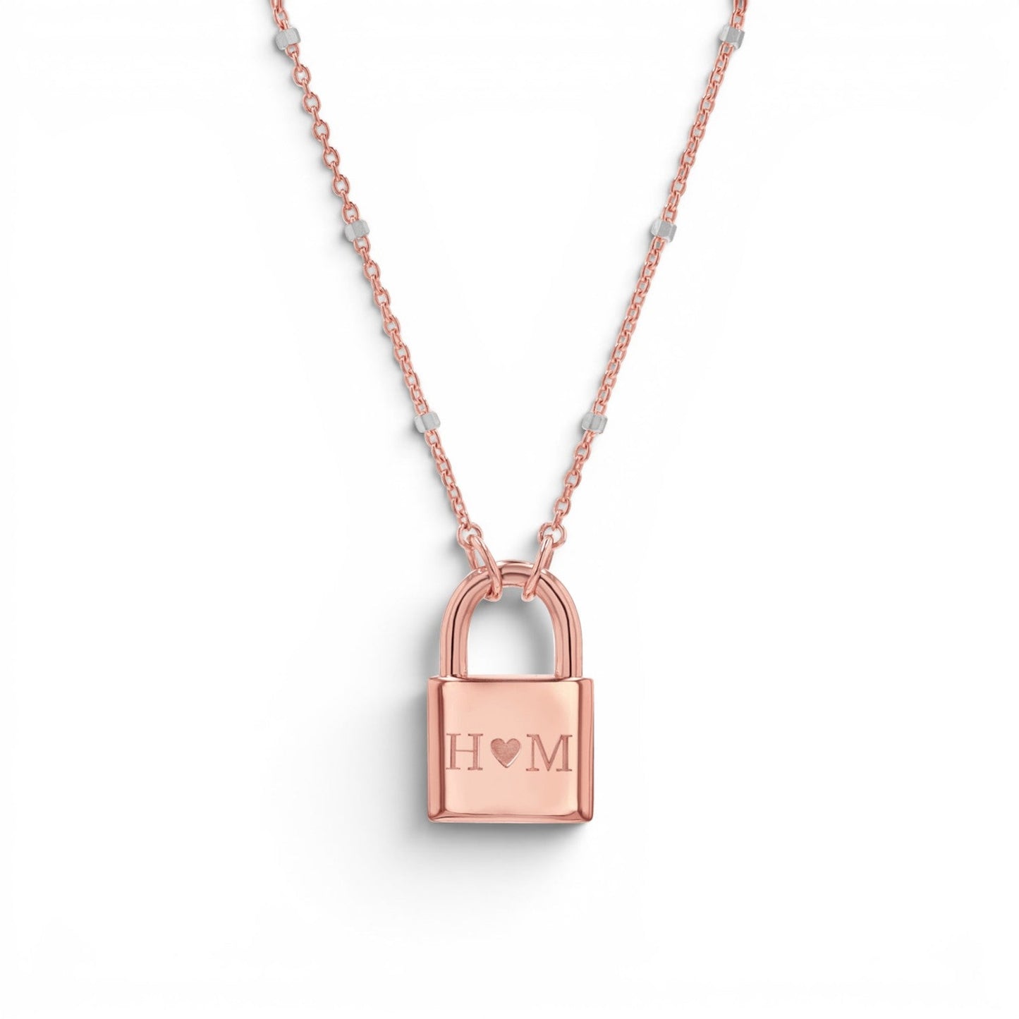 Love Padlock Engravable Sparkle Necklace - Lotus Diamond