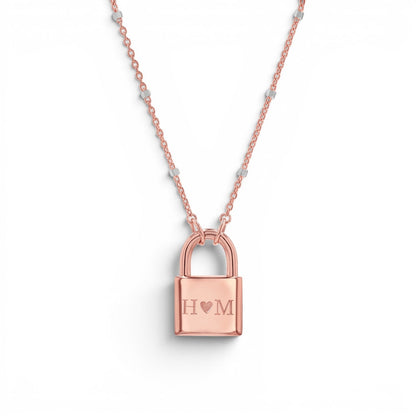 Love Padlock Engravable Sparkle Necklace - Lotus Diamond