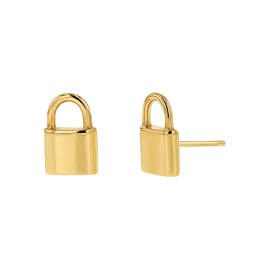 Love Padlock Stud Earrings - Lotus Diamond