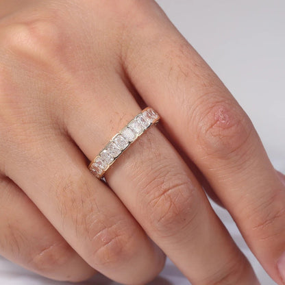 Luxury full band Ring 10K Solid Gold Radiant DEF/VS Lab Diamond Wedding Engagement ring jewelry - Lotus Diamond