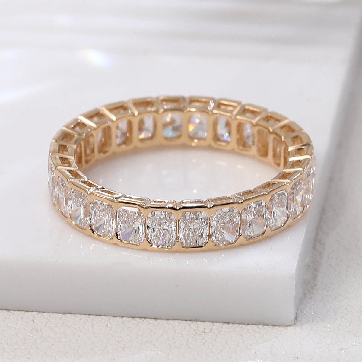 Luxury full band Ring 10K Solid Gold Radiant DEF/VS Lab Diamond Wedding Engagement ring jewelry - Lotus Diamond