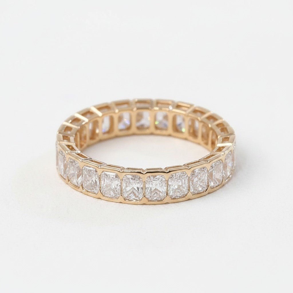 Luxury full band Ring 10K Solid Gold Radiant DEF/VS Lab Diamond Wedding Engagement ring jewelry - Lotus Diamond