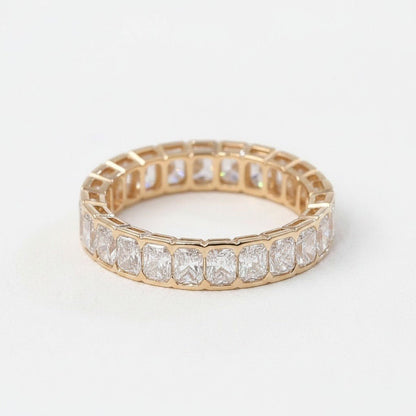 Luxury full band Ring 10K Solid Gold Radiant DEF/VS Lab Diamond Wedding Engagement ring jewelry - Lotus Diamond