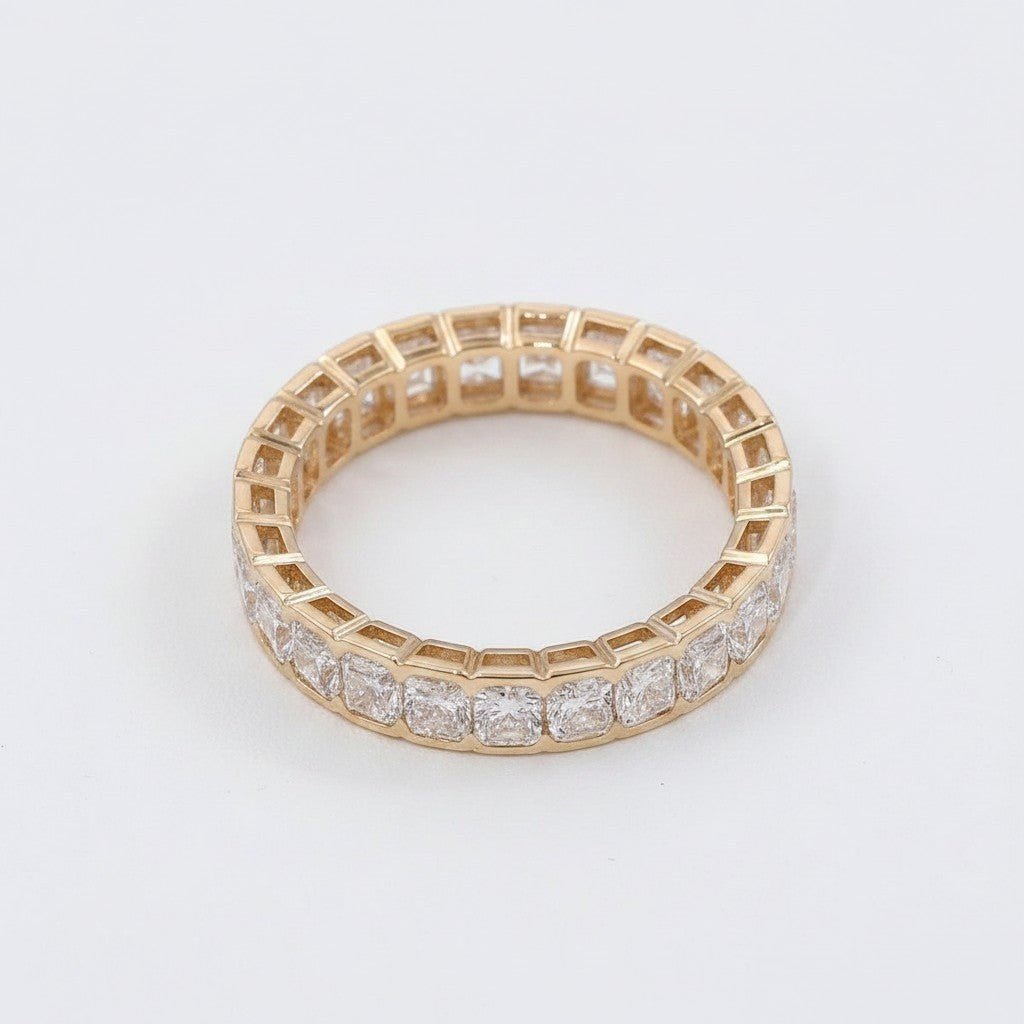 Luxury full band Ring 10K Solid Gold Radiant DEF/VS Lab Diamond Wedding Engagement ring jewelry - Lotus Diamond