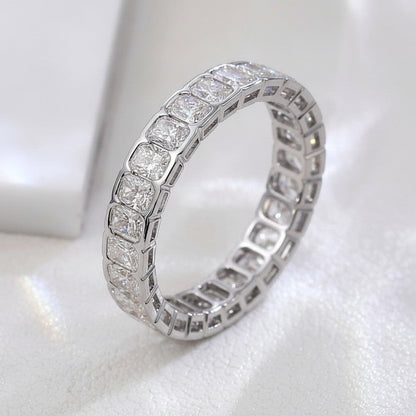 Luxury full band Ring 10K Solid Gold Radiant DEF/VS Lab Diamond Wedding Engagement ring jewelry - Lotus Diamond