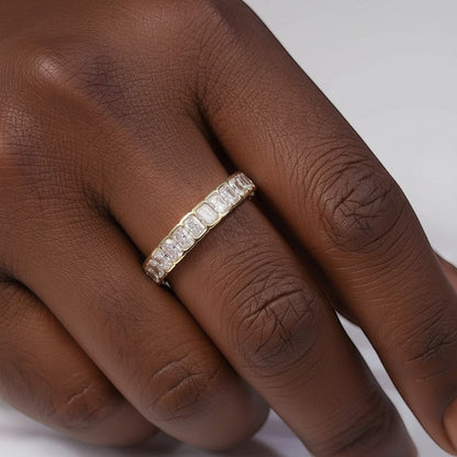 Luxury full band Ring 10K Solid Gold Radiant DEF/VS Lab Diamond Wedding Engagement ring jewelry - Lotus Diamond
