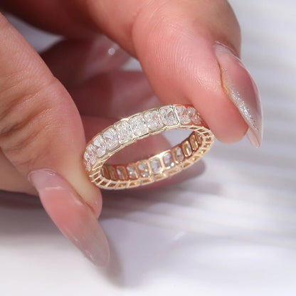 Luxury full band Ring 10K Solid Gold Radiant DEF/VS Lab Diamond Wedding Engagement ring jewelry - Lotus Diamond