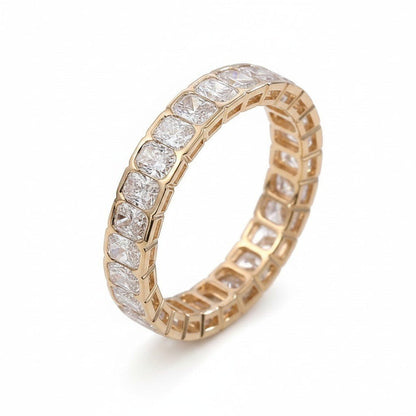 Luxury full band Ring 10K Solid Gold Radiant DEF/VS Lab Diamond Wedding Engagement ring jewelry - Lotus Diamond