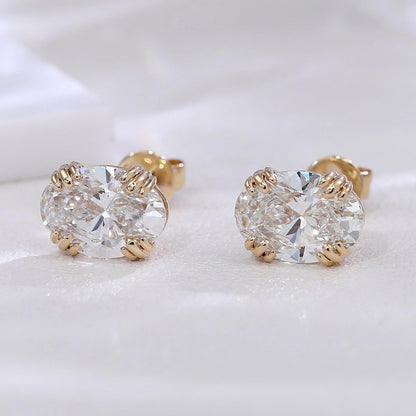 Luxury Oval cut Earring 10KGold 2ct IGI EF/VS Lab Diamonds Women's Wedding Stud Earring Everyday Fine jewelry Custom - Lotus Diamond