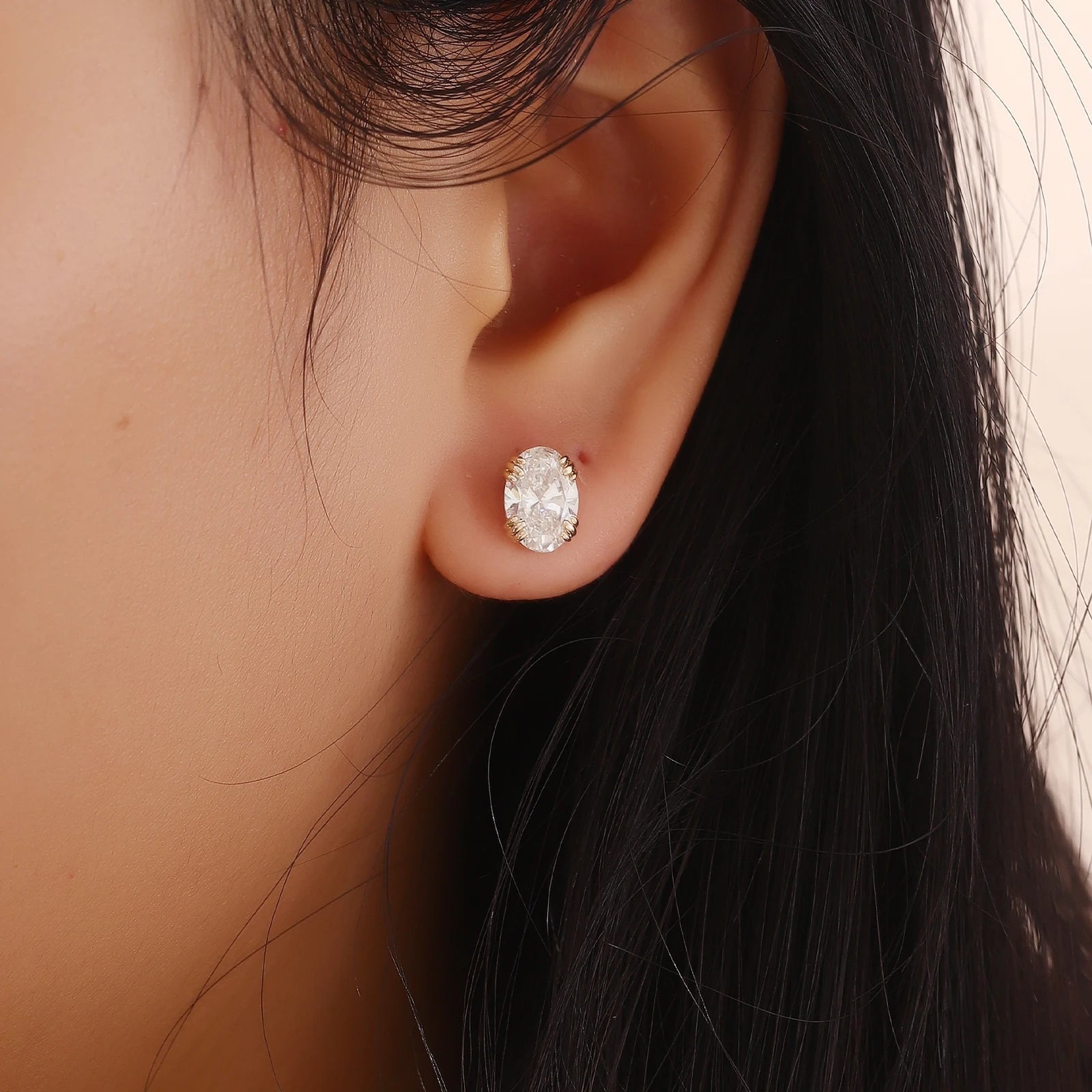 Luxury Oval cut Earring 10KGold 2ct IGI EF/VS Lab Diamonds Women's Wedding Stud Earring Everyday Fine jewelry Custom - Lotus Diamond
