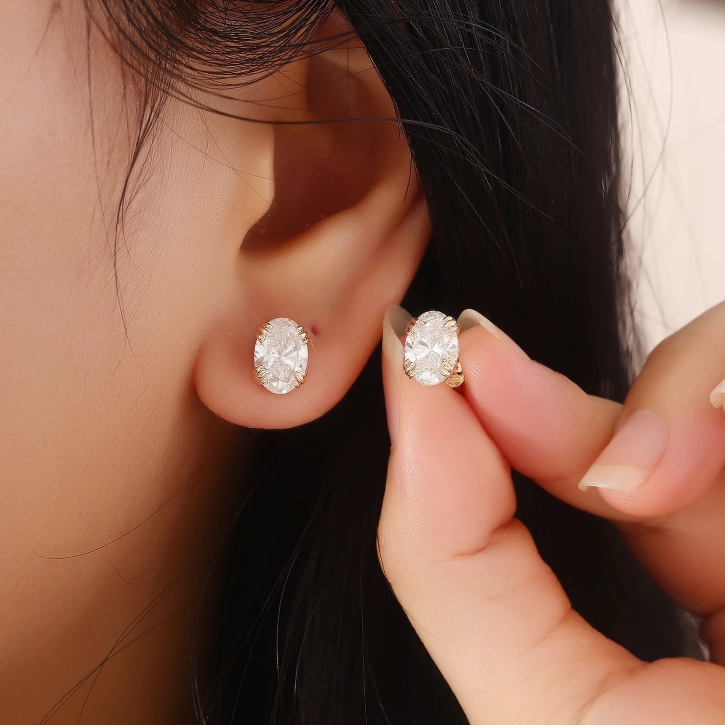 Luxury Oval cut Earring 10KGold 2ct IGI EF/VS Lab Diamonds Women's Wedding Stud Earring Everyday Fine jewelry Custom - Lotus Diamond