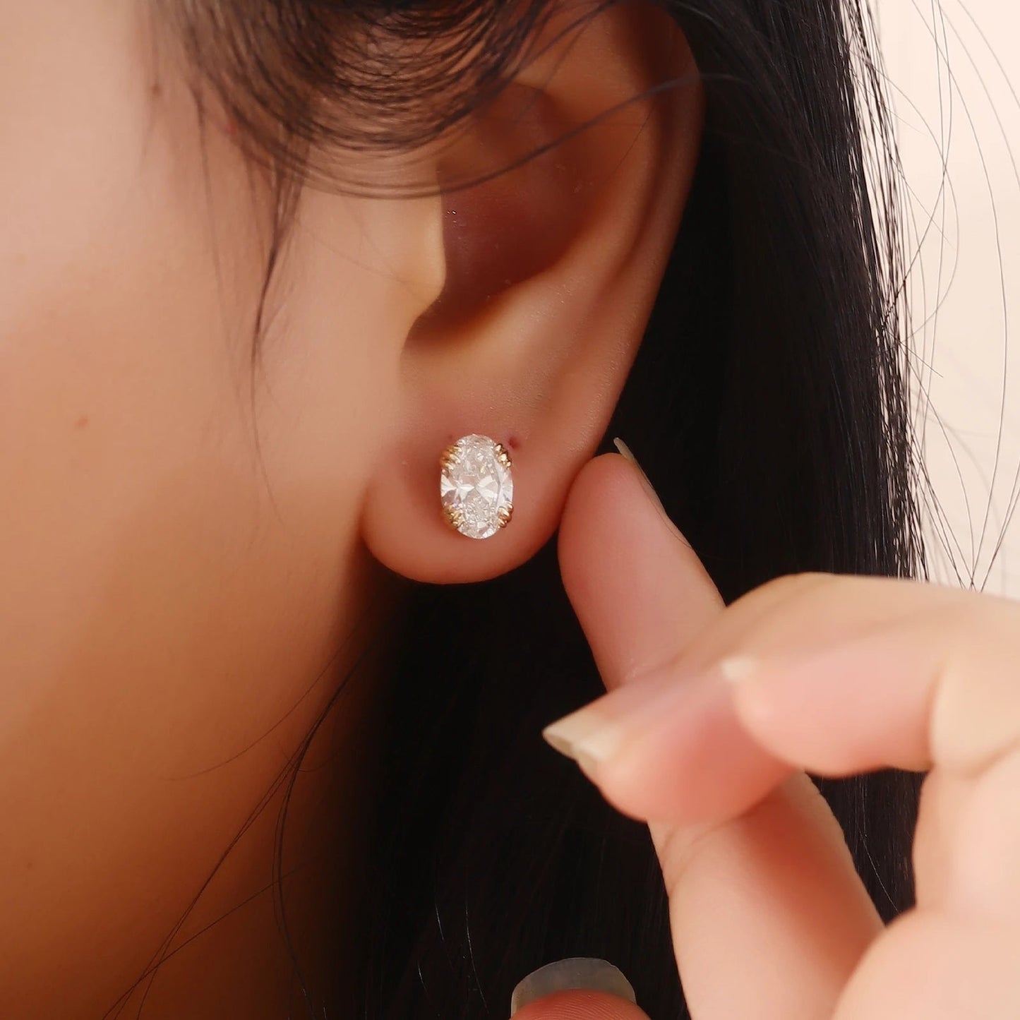 Luxury Oval cut Earring 10KGold 2ct IGI EF/VS Lab Diamonds Women's Wedding Stud Earring Everyday Fine jewelry Custom - Lotus Diamond