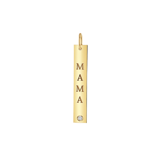 Mama Vertical Tag Charm With Diamond - Lotus Diamond
