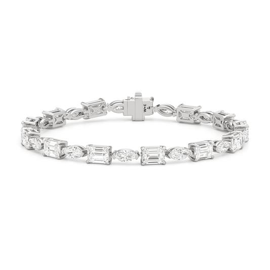 Marquise and Emerald Alternating Tennis Bracelet - Lotus Diamond